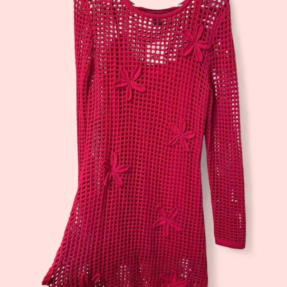Forever 21 Hot Pink Crochet Mini‎ Dress